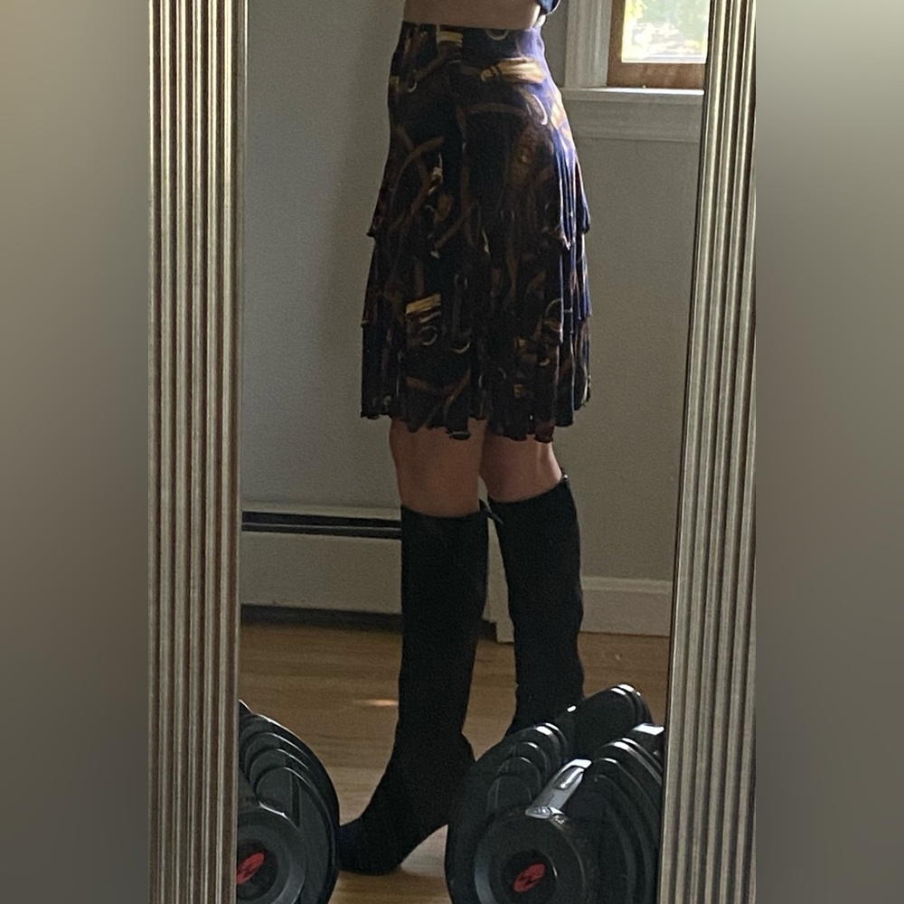 Ralph Lauren Blue and Gold Bubble Skirt Knee-Length Cocktail - Picture 11 of 12